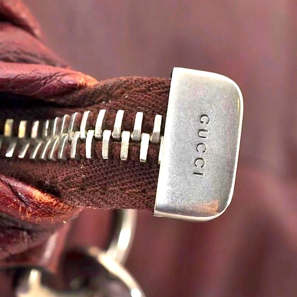 GUCCI SUPREME Burgundy Leather Carry-On Braided Crossbody Strap GUCCI DUST BAG - Picture 8 of 16